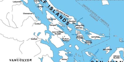 Mapa severní gulf islands 