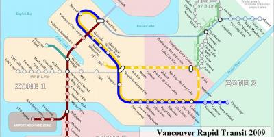 Vancouver skytrain zóny mapě