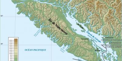 Mapa topografické vancouver island
