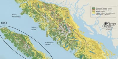 Deštný prales, ostrov vancouver mapě