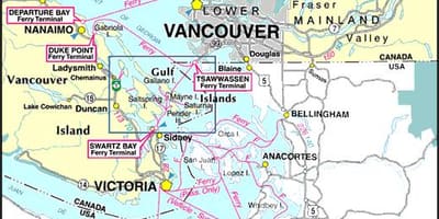 Vancouver island ferry trasy mapě