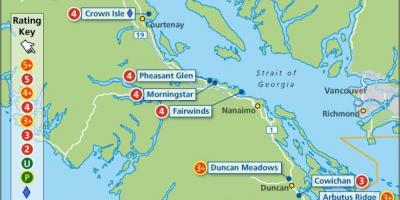 Mapa vancouver island golfových hřišť