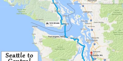 Vancouver island mapa jízdy vzdálenosti