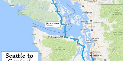 Vancouver island mapa jízdy vzdálenosti