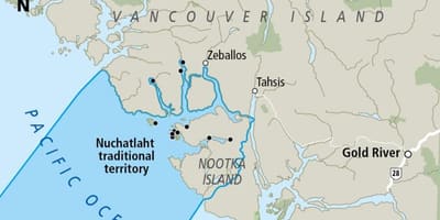 Mapa ostrova vancouver první národy