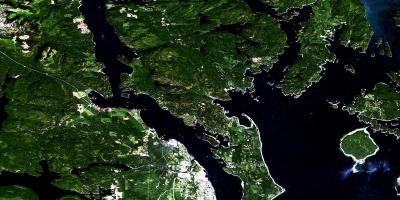 Mapa ostrova vancouver satelitní
