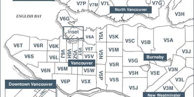 Vancouver island poštovní kódy mapě
