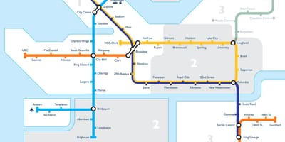 Mapa vancouver tranzitní zóny