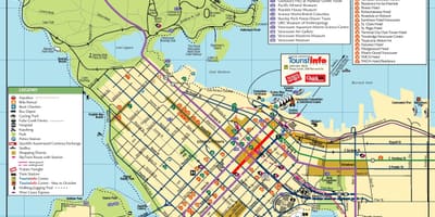 Vancouver turistických atrakcí mapě