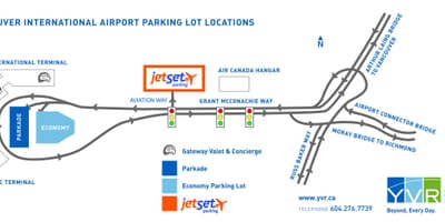 Vancouver letiště parkoviště mapě